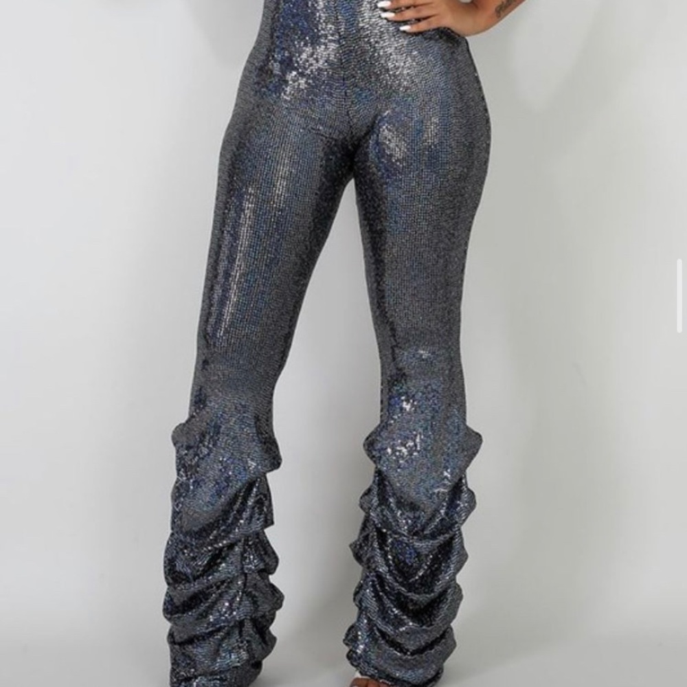 Sequin Ruched Pants
